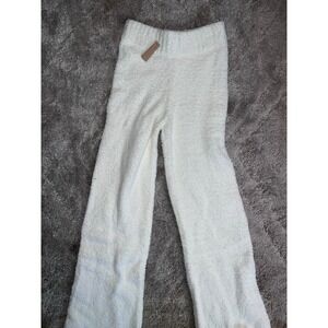 Skims Cozy Knit Fuzzy Pants S/M Bone NWT